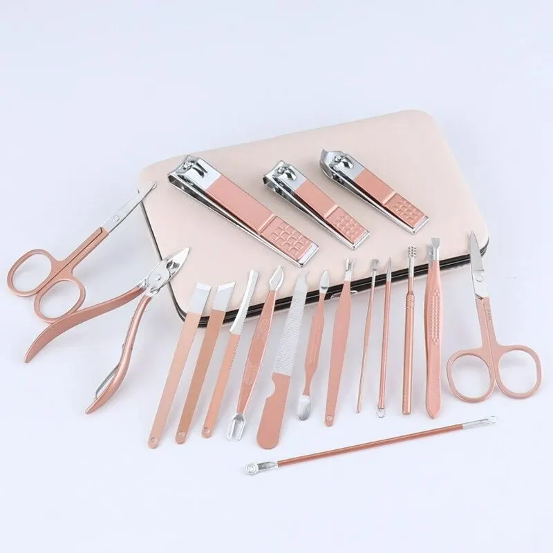 Manicure Set, Pedicure Kit Nagelknipperset, 18 Stuks Roestvrijstalen Nagelschaar, Verzorgingsgereedschap, Verzorgingsset Voor Vrouwen