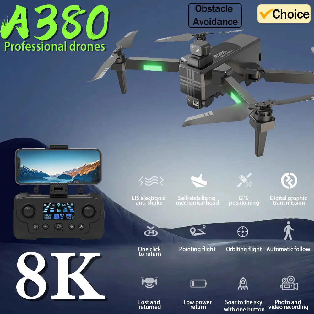 Nuovo A380/AE8 EVO Drone professionale GPS 5G Laser evitamento ostacoli Quadcopter Gimbal a 3 assi EIS Brushless RC elicottero VS AE86