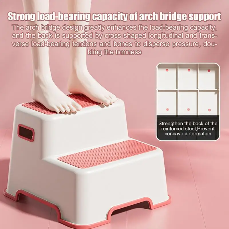 

Bathroom Kids Step Stool 2-step Boys Girls Small Step Stool Bathroom Toilet Stepping Stool Non-Slip Base For Potty Training