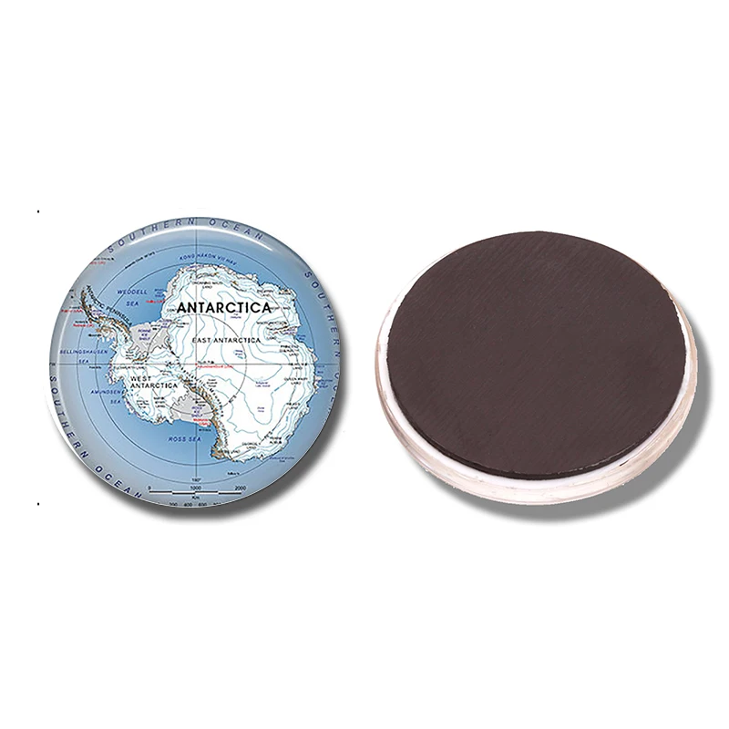 Antarctic Map 30MM Fridge Magnet South Pole Travel Map Glass Cabochon Magnetic Refrigerator Stickers Note Holder Home Decoration