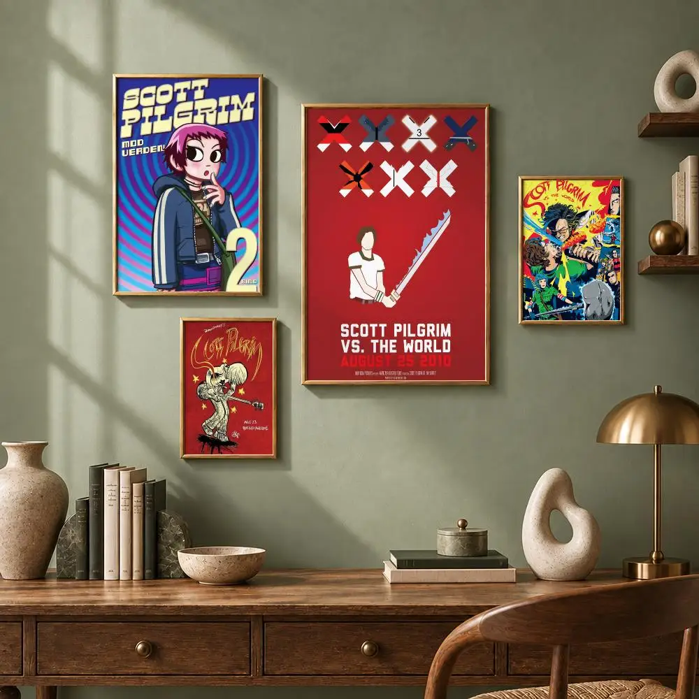Retro Movie S-Scott Pilgrim vs. the WorldS Poster HD Self-Adhesive No Residue After Removal Ideal for All Kinds of Wall Decor