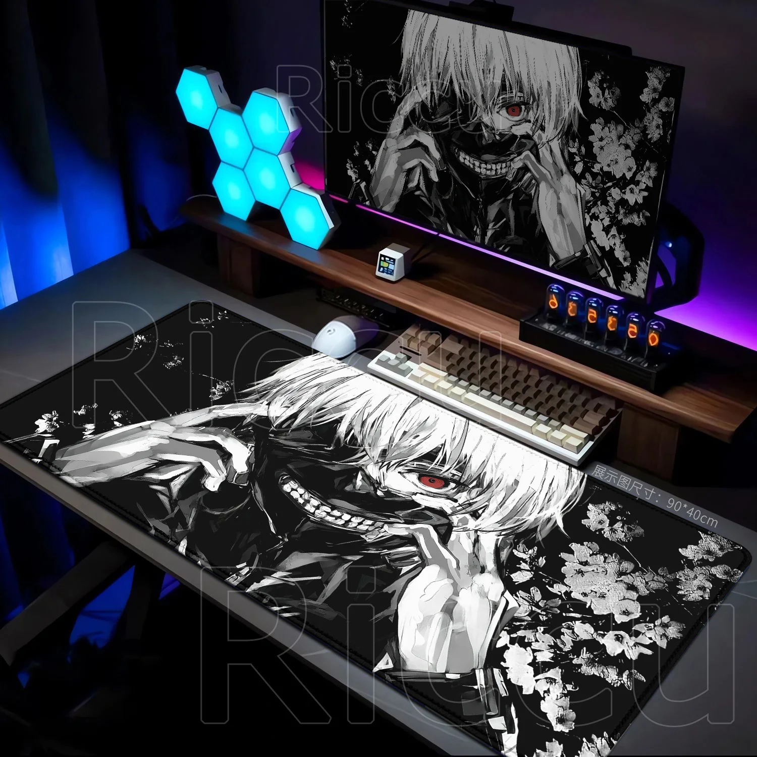 

New Black White Cool Kaneki Ken Gaming Accessories Mouse Pad Tokyo Ghoul Mousepad Anime XXL Mouse Mat Keyboard Computer Desk Mat