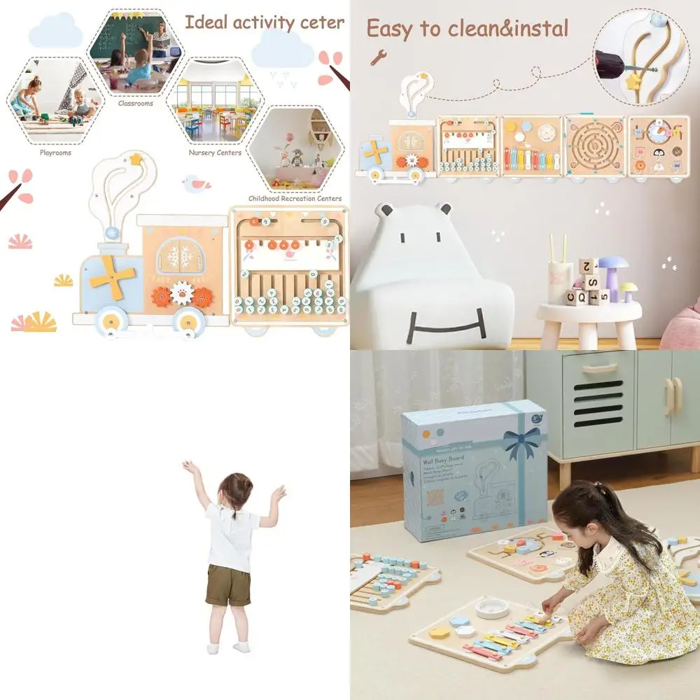 

All-in-One Wooden Montessori Activity Board: 12 Learning Stations for Toddlers' Play & Education