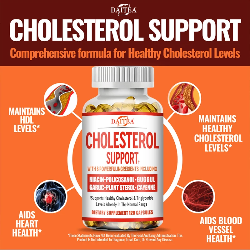 Cholesterol Support Supplements - Supports Cholesterol, Triglycerides, LDL, Naturally Raises HDL, Natural Heart Health Capsules