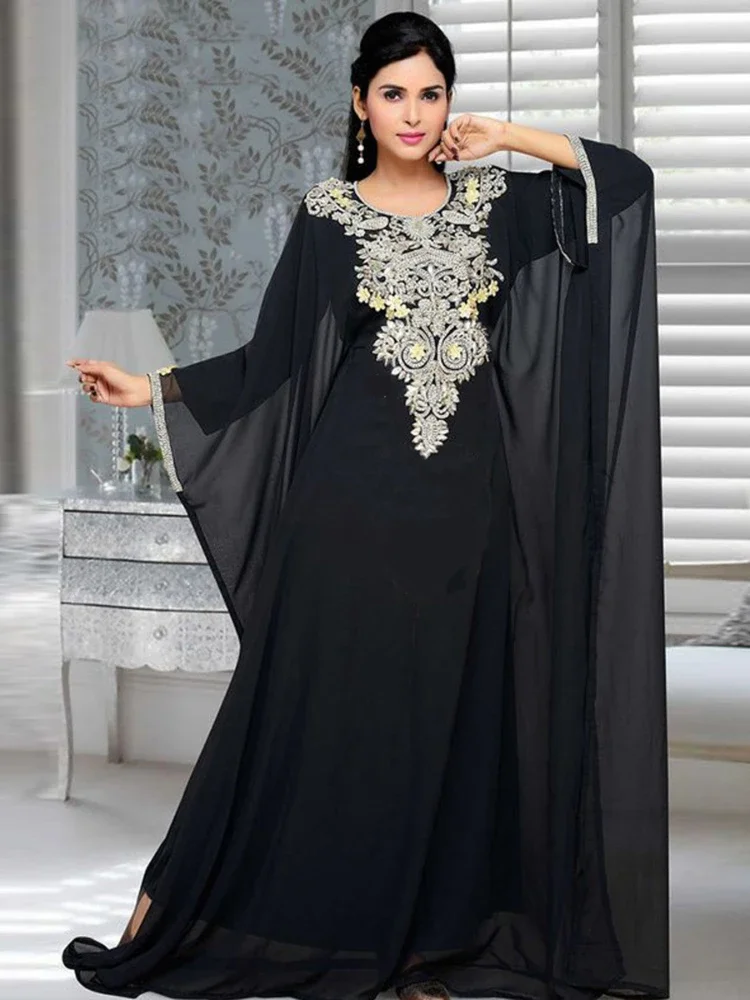 

Morocco Muslim Dress Women Abaya Kaftans Embroidery Evening Dresses for Women Dubai Turkey Islam Long Dress Robe Femme Vestidos