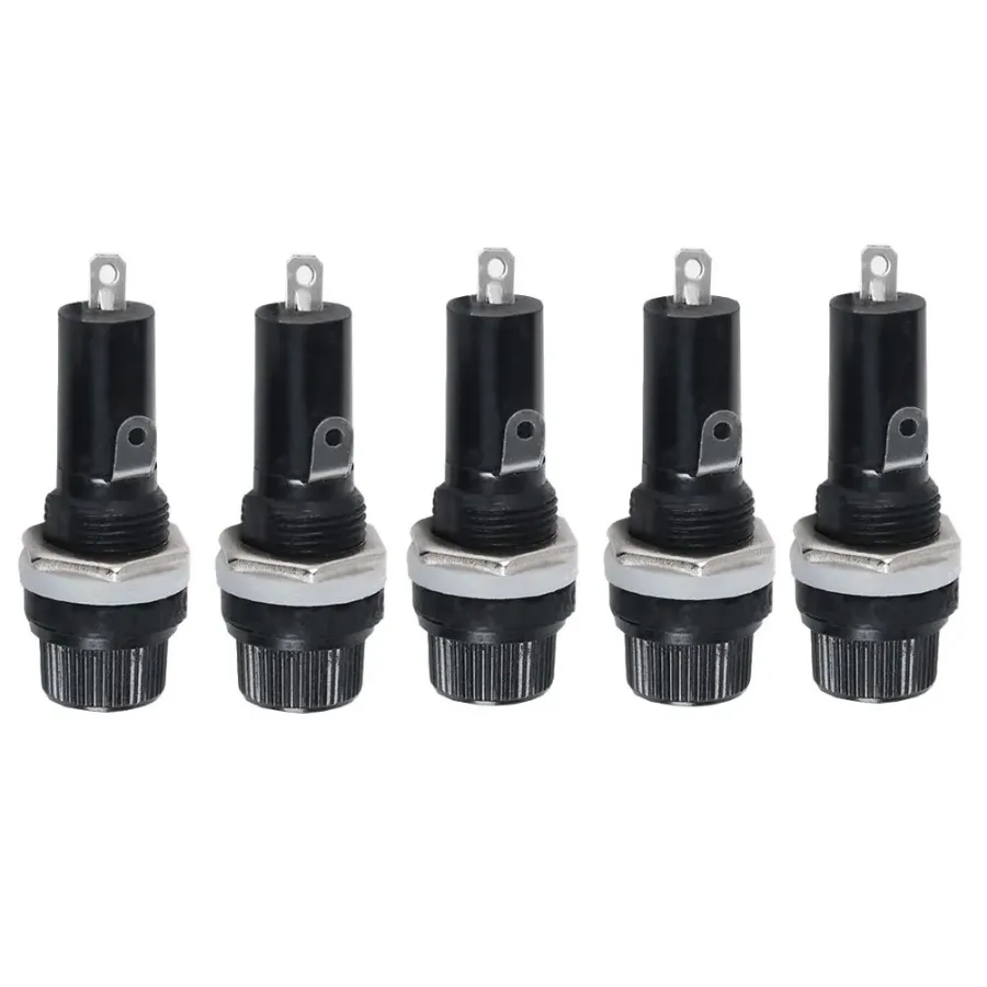 

5pcs/set 6*30mm 5 * 20mm Black Knob Safety Tube Glass Socket for Insurance Panel Mount Fuse Holder Car Interior Accessories