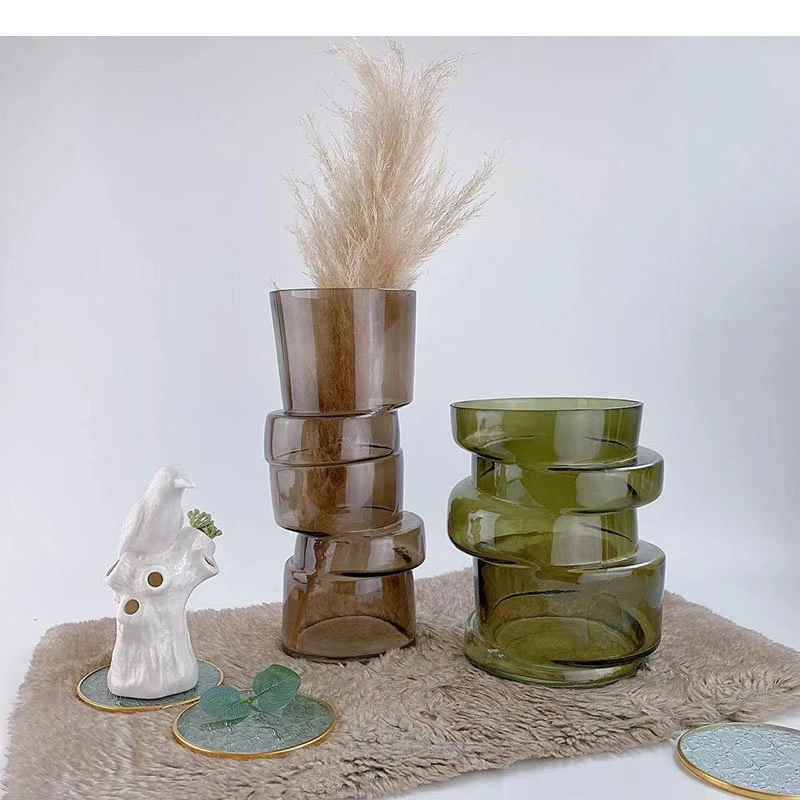 Green Cascade Glass Vase Desk Decoration Transparent Hydroponics Flowers Pots Flower Arrangement Modern Home Decor Floral Vases