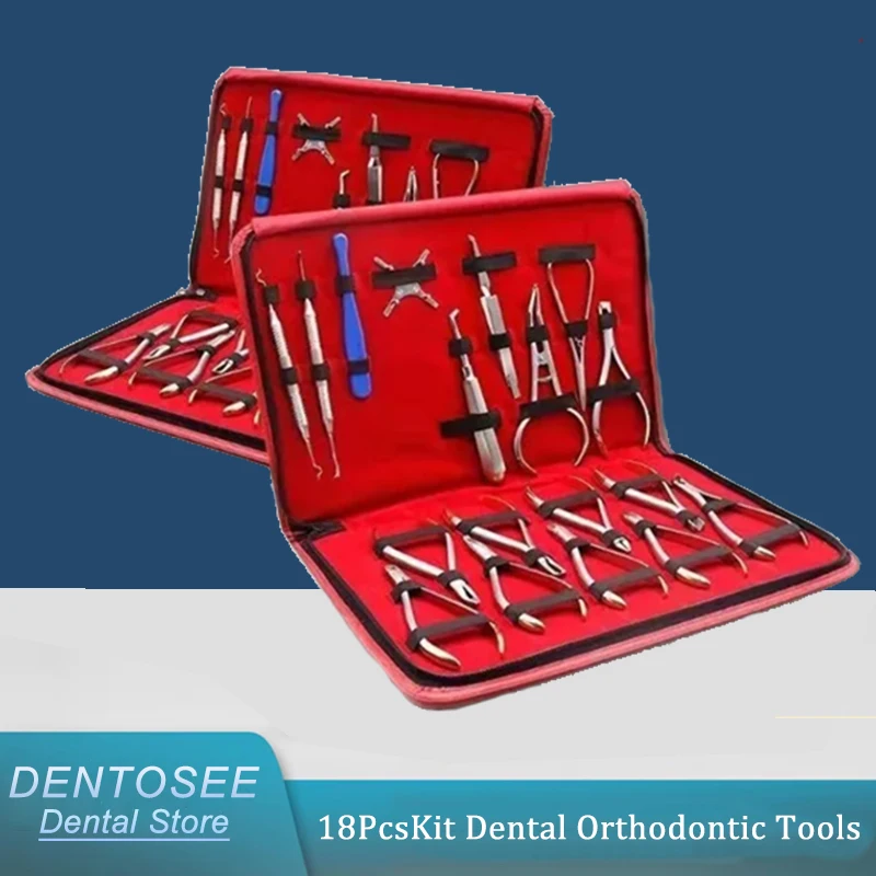 

18Pcs Dental Orthodontic Tools Kit with TC Bracket Locator - Professional Orthodontic Pliers Set for Dentists & Clinics