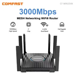 Comfast Wifi 6 enrutador de malla Gigabit AX3000T Roteador amplificador de señal 2,4G 5GHz 6 antena 4 1000Mbps RJ45 LAN para extensión del hogar