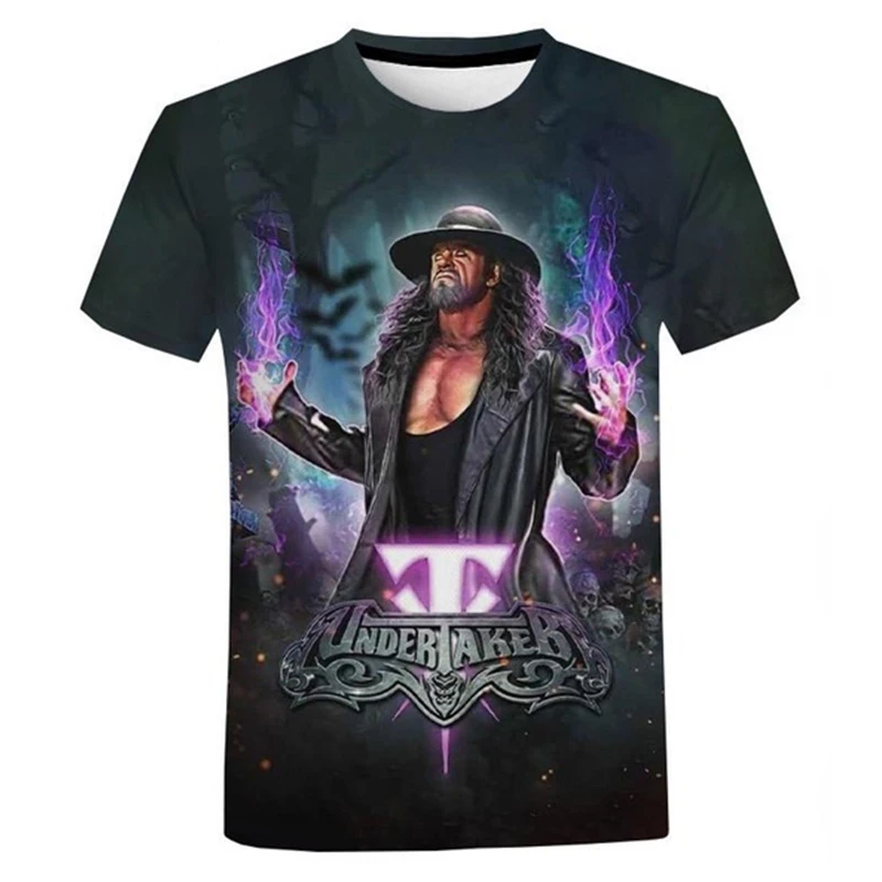 The Undertaker ثلاثية الأبعاد تي شيرت مطبوع الرجال النساء الصيف موضة عادية المصارعة القتال تي شيرت Harajuku الشارع الشهير #4