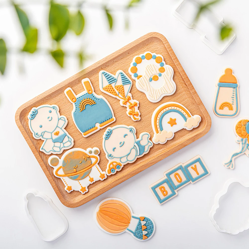 

Boy Baby Shower Cake Decorating Tools Cookie Stamp Embosser Biscuit Cutter Fondant Sugarcraft Cookie Cutters Mold Cake Mould