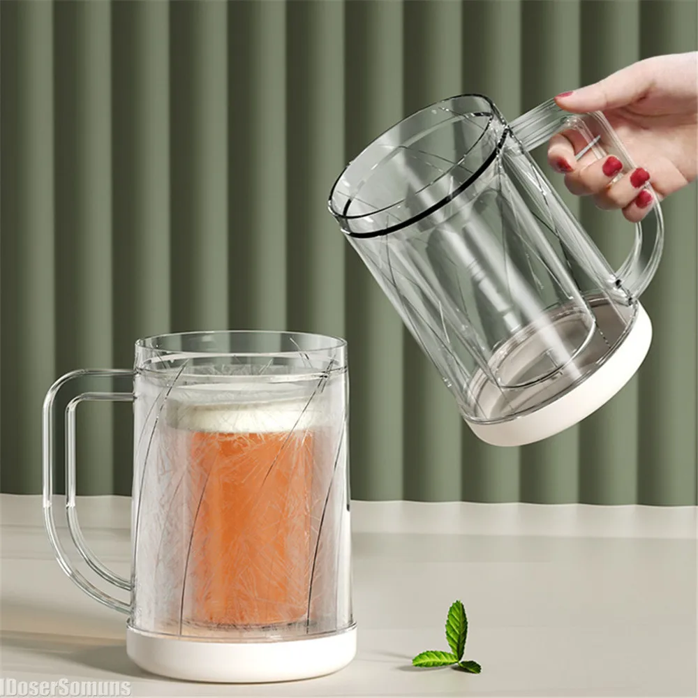 Creativity Freezing Beer Mug Double Layer Sandwich Liquid Refrigerator Frozen Cup Cold Drink Chilled Cups Kitchen Bar Drinkware