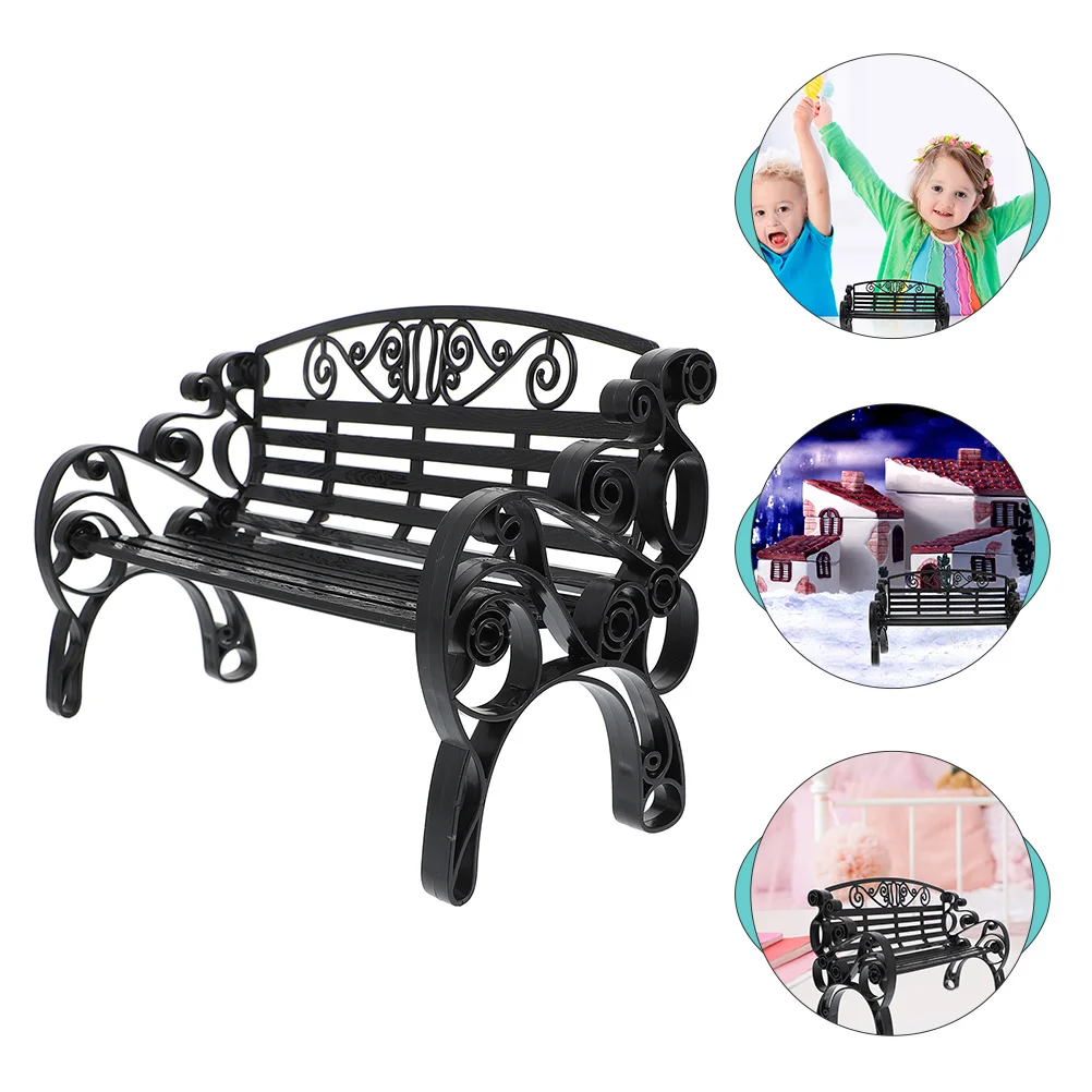 

2 Pcs Mini Chair Dollhouse Bench Model outside Toys Decor Chaise Lounges Ornament Miniature Park Adornments