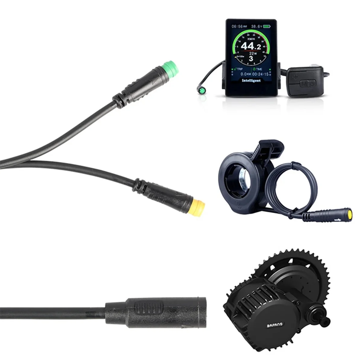 

【Price-Drop】{1T2 Transfer Waterproof Cable Thumb Throttle Cable Display for Bafang BBS01/02B BBSHD Thumb Throttle