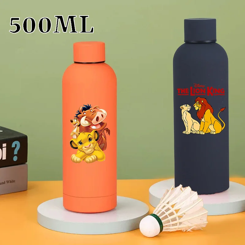 

500ML Mufasa Lion King Thermos Cups Cute Cartoon Anime Water Bottle Stainless Steel Large Capacity Leak Proof Sports Flask Gift