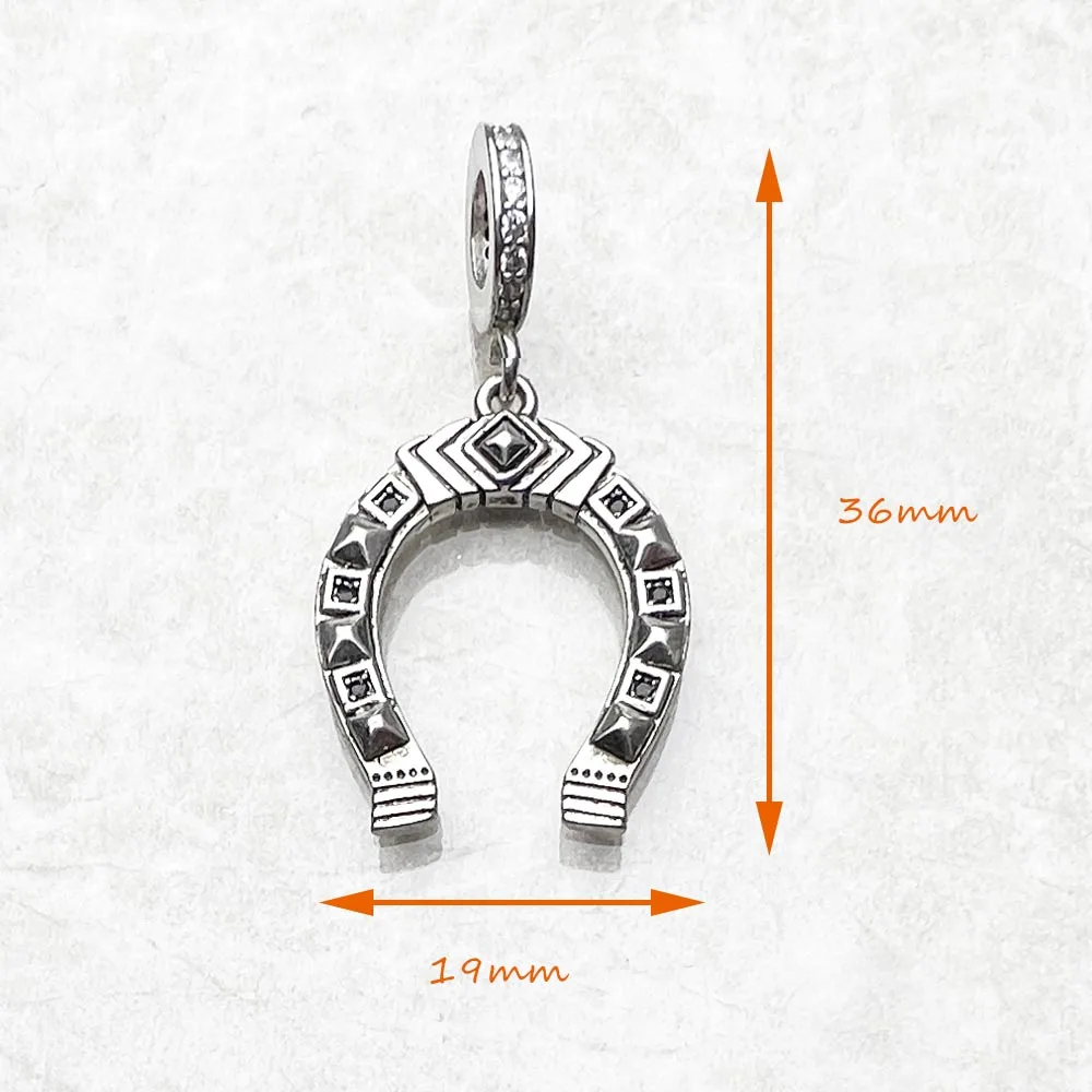 Ethnic Horseshoe Charm Pendants For Women Men Trendy 925 Sterling Silver Vintage Jewelry