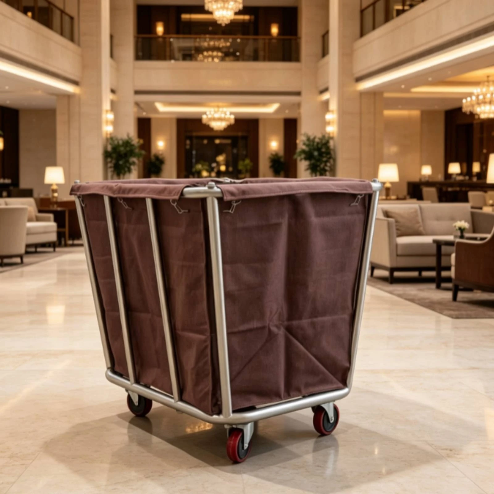 Linen Cart with Wheels Commercial Linen Cart Laundry Trolley Heavy-Duty Mobile for Housekeepers, Hotels, Hospitals