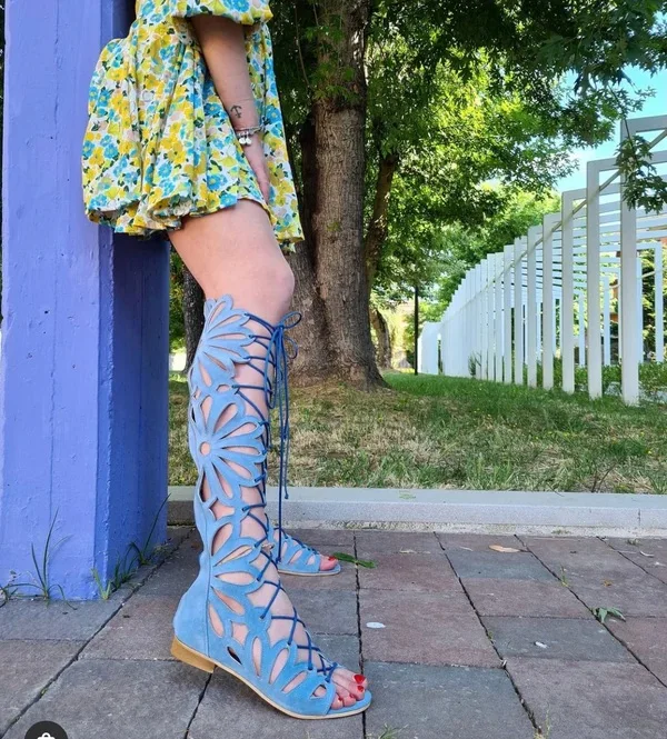 2026 النساء الصنادل الجديدة عبر حزام الدانتيل يصل الصنادل شقة الكاحل التفاف النساء الصنادل النمط الروماني أحذية الصيف النساء 44 #2