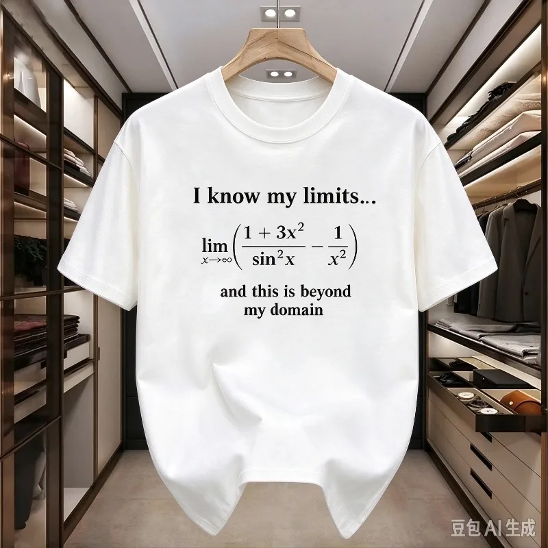I know my limits and this is beyond my domain Math Limits Calculus Formula Print T-Shirt Men Unisex Casual Soft Modal Tees