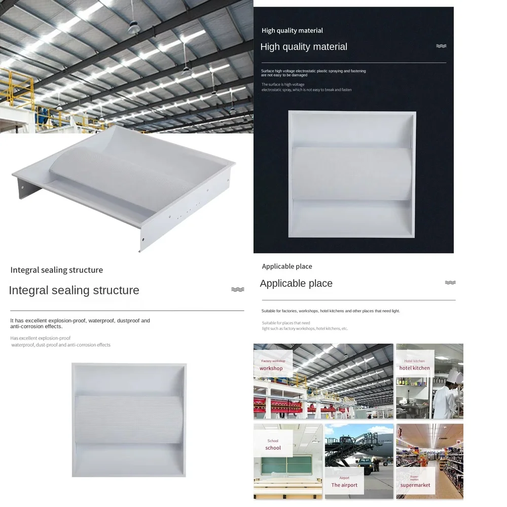 

600X600 Recessed Backlit Troffer Panel Light for LED Lighting Fixtures for Workshop Hotel Kitchen Garage Industrial Ceiling