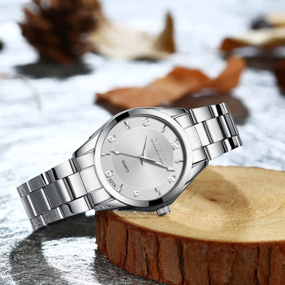 CHENXI Square Couple Watches Set High Quality Stainless Steel Waterproof Quartz Watch Couples Man and Woman Gifts for Lover