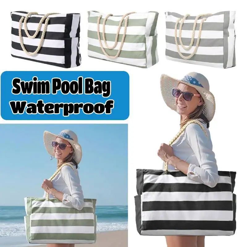 

Beach Tote Bag Large Capacity Shoulder Bag Women Waterproof Sandproof Travel Handbags Swim Pool Clothes Storage Bag with Zipper