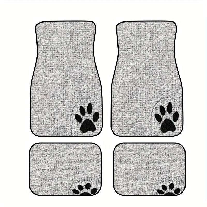 4pcs Japanese Animal Paw Print All-Weather Mats Compatible For, SUVs, Trucks - Soft Non-Slip Car Liners With Easy Clean Surface,