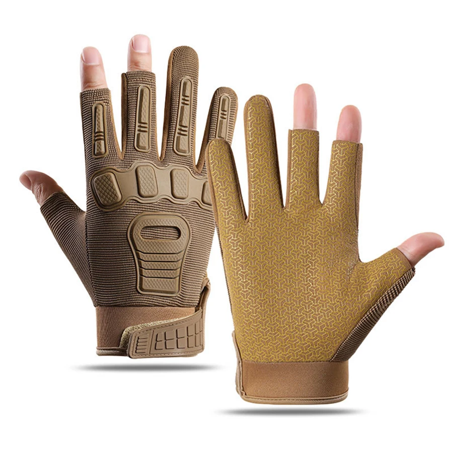Herren-Outdoor-Kletterhandschuhe, Rutschfester Gummischutz, Freiliegende Finger, Mikrofaser-Leder-Reithandschuhe – Detail 9