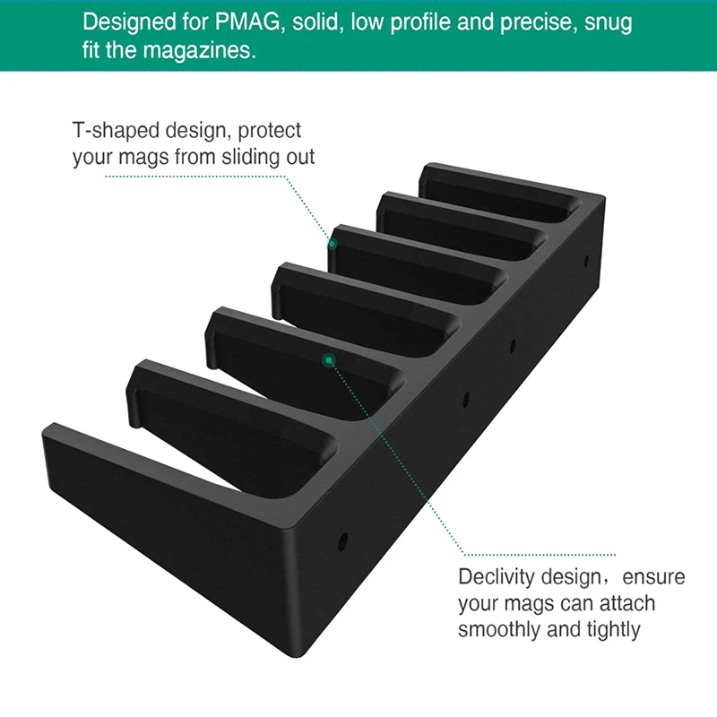 Tactical Ammo Clip Holder ABS 6 Standard PMAG Rack Wall Mount AR Mag Holder Mag Storage Rack Magazine Display