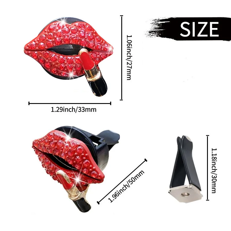 2 Stück glänzende diamant rote Lippen Auto Luft auslass Aroma therapie Parfüm Clips Parfüm Lufter frischer Clip Auto Interieur Zubehör Frauen