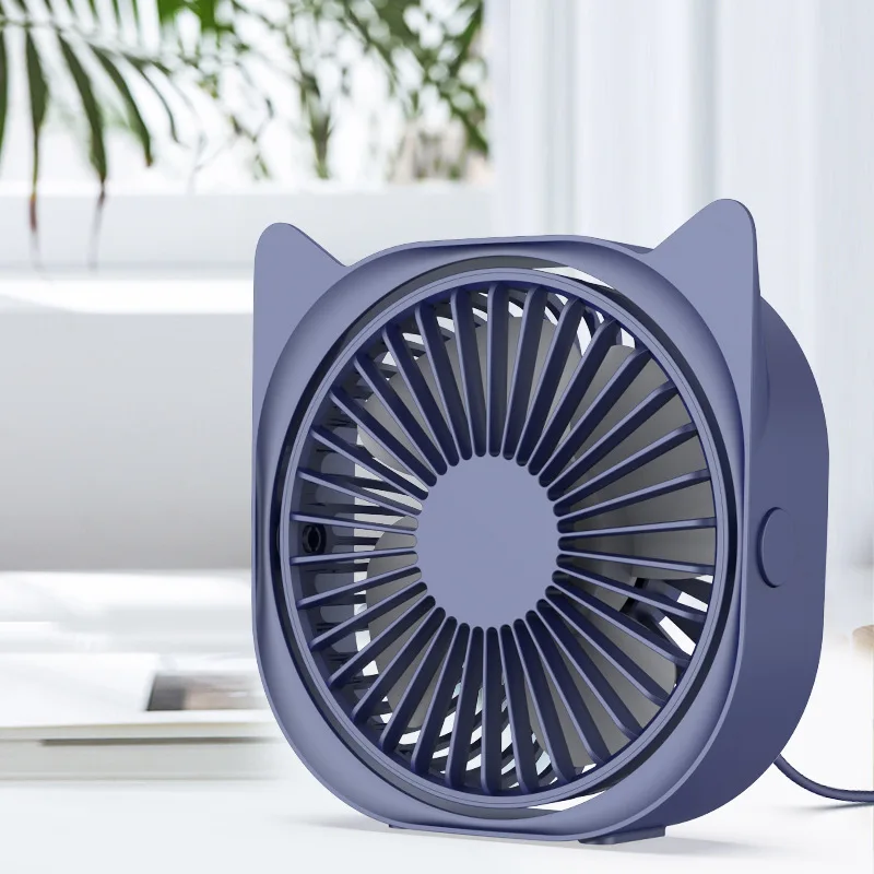 Orecchio di gatto Simpatico animale domestico Desktop Piccolo ventilatore Silenzioso Brushless Turbo Mini ventilatore elettrico USB Ventilatore di ricarica portatile Studente Dormitorio Ragazza Pra