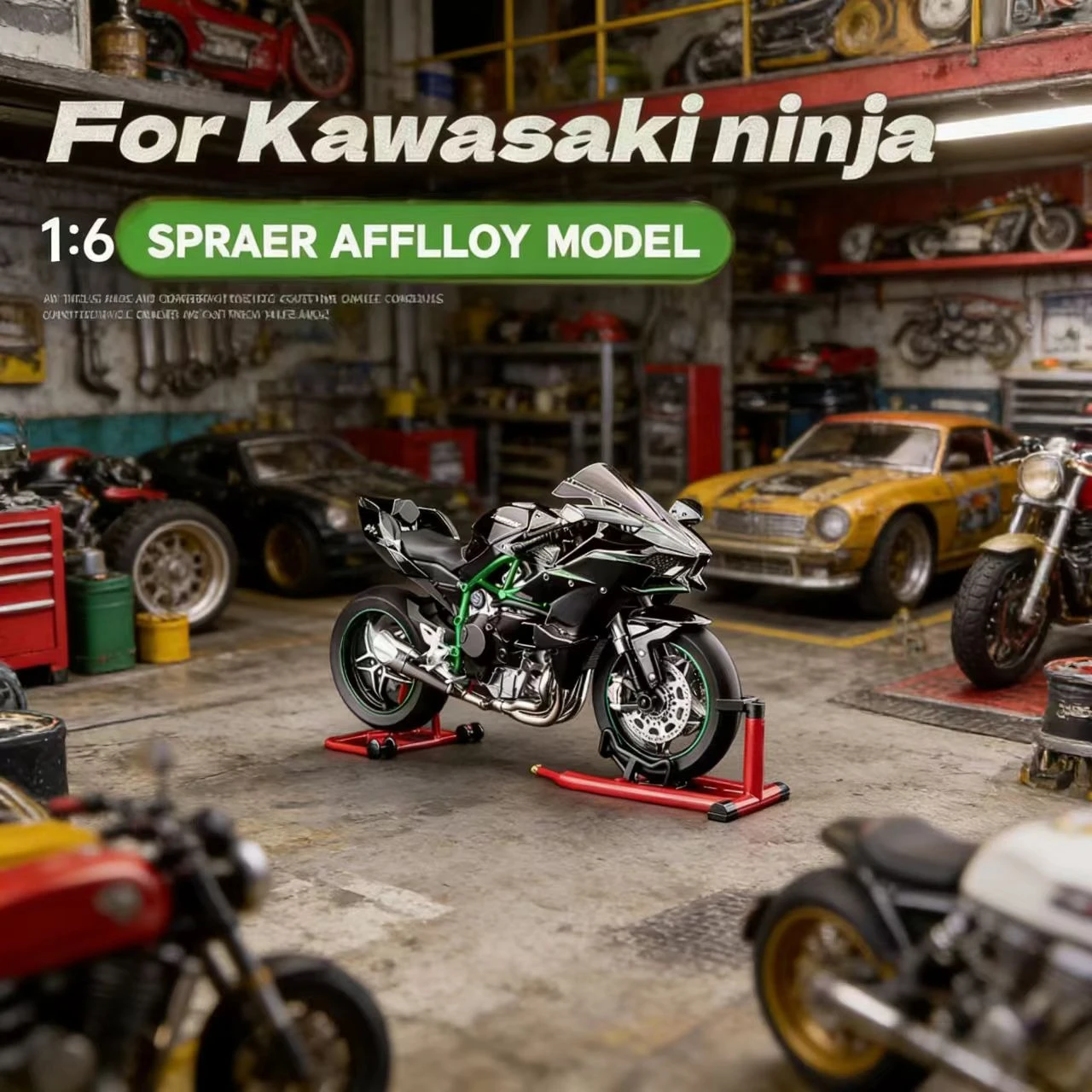 

Модель мотоцикла Kawasaki H2R из литого сплава в масштабе 1:6 с имитацией зажигания, функцией выделения дыма и запуском одной кнопкой, коллекционный предмет