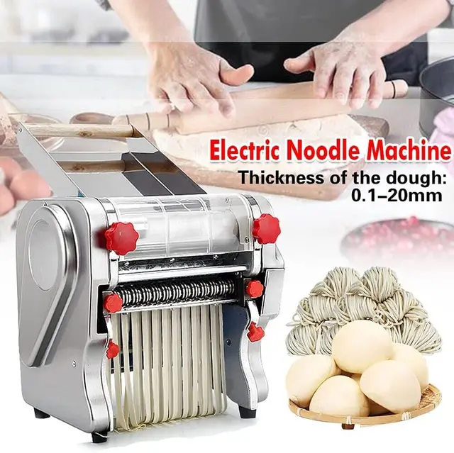 550W Electric Pasta Maker Noodle Machine Dumpling Skin Roller Steel Full Stainless Steel Dual Knife Noodle Maker For Commercial 3 550W Electric Pasta & Noodle Maker – Stainless Steel Dumpling Skin Roller, 24cm Blade – view 3