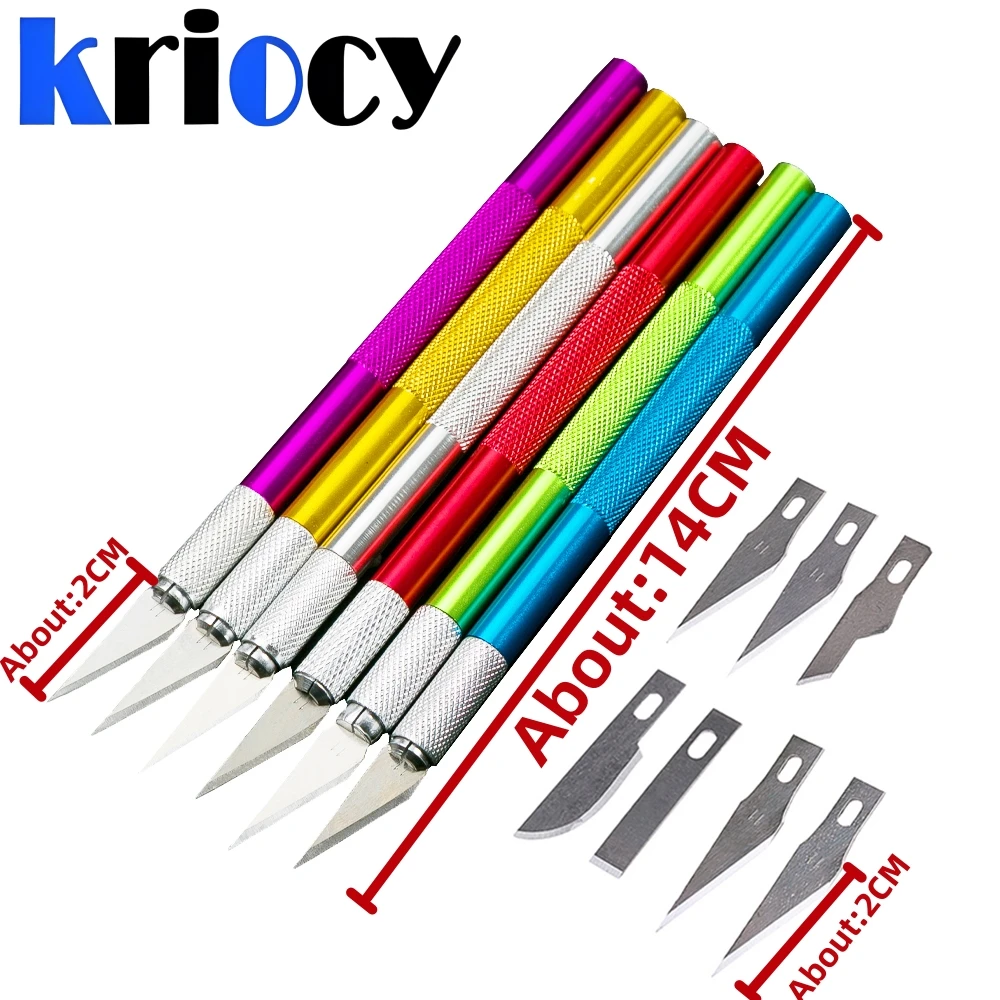 Metal Scalpel Knife Blades Non-slip Cutter Engraving Craft Knives Blades for Mobile Phone Laptop PCB Repair Hand Tools 6-Blades