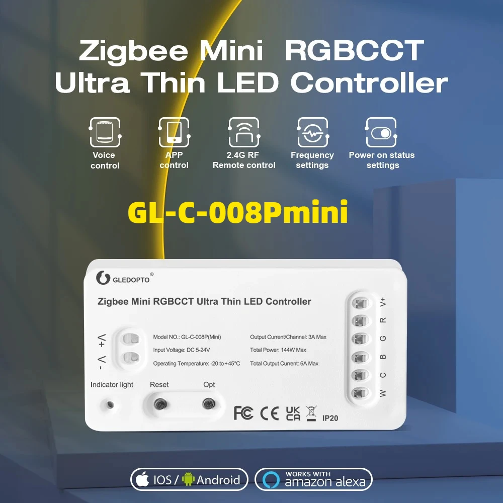 GL-C-006/007/008/009P Ultra Sottile Mini RGBCCT WWCW HA CONDOTTO LA Lampada Striscia Controller per Camera Da Letto Cucina Illuminazione Alexa Voice APP di Controllo