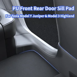 For Tesla Model 3+ Front Rear Door Sill Pad Door Welcome Pedal Threshold Strip 4PCS Leather New Model3 Highland 2024 Accessories