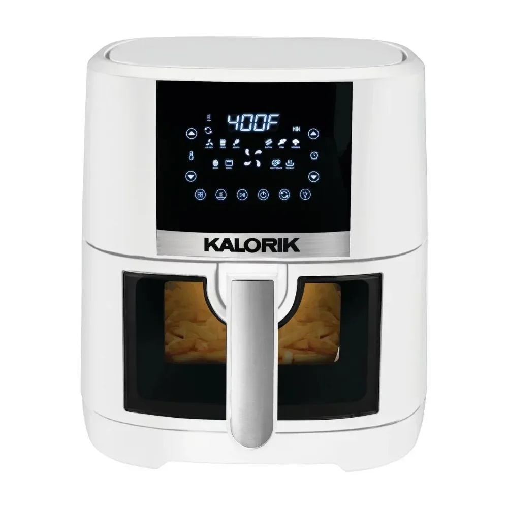 %a 5 Quart Air Fryer with Ceramic Coating and Window, New, 13.5 in, LED Display with Easy Touchscreen Controls and 10 Smart Pr