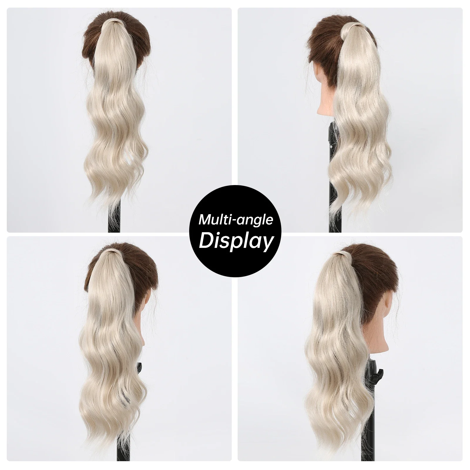 25 Inch Synthetic Ponytail Blonde Long Flexible Wrap Around Ponytail Hair Extensions for Women Natural Wavy Hairpieces Pony Tail