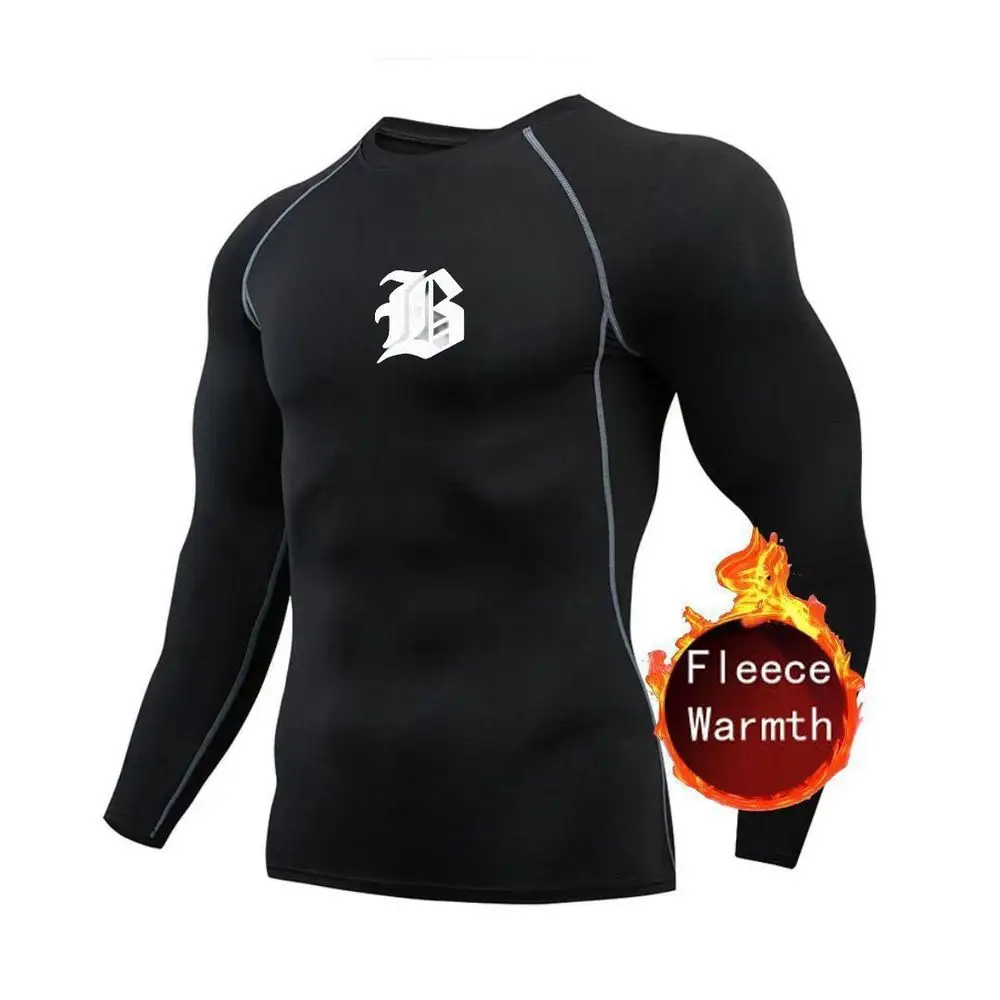 T-shirts de sport pour hommes, hauts de compression en polaire pour la course, l'entraînement, le cyclisme en extérieur, sous-vêtements de fitness très élastiques
