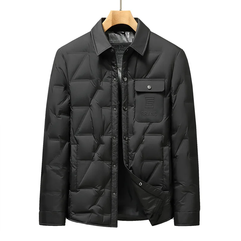 Winter Men Lightweight 90% Duck Down Jacket Warm Windproof Turn-Down Collar Coat Man Down Padded Shirt jaqueta masculina JK-201