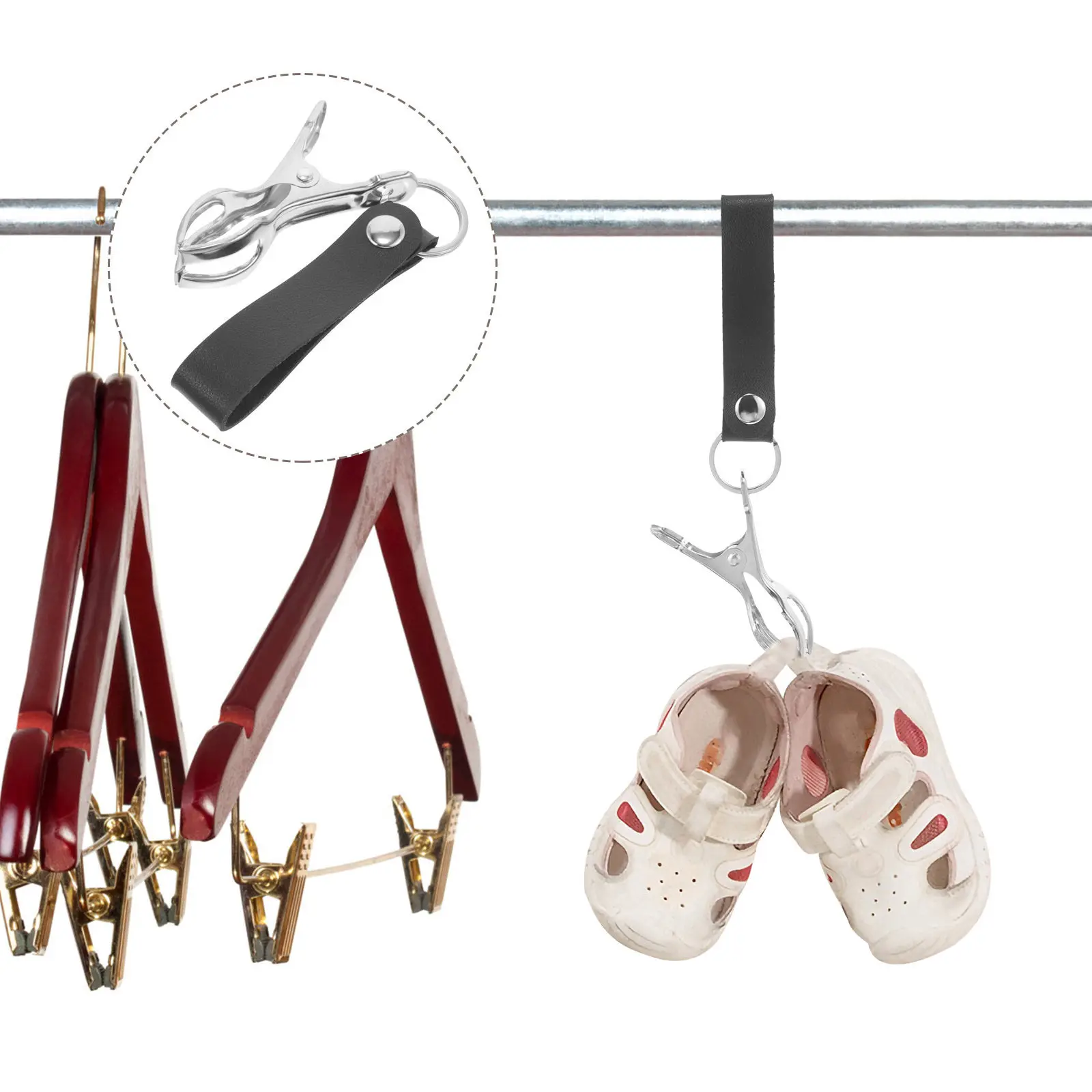 

Portable Shoe Clips for Travel Drying Hanger Hook Baby Stroller Mountable Slipper Shoes Organizer Storage Rack