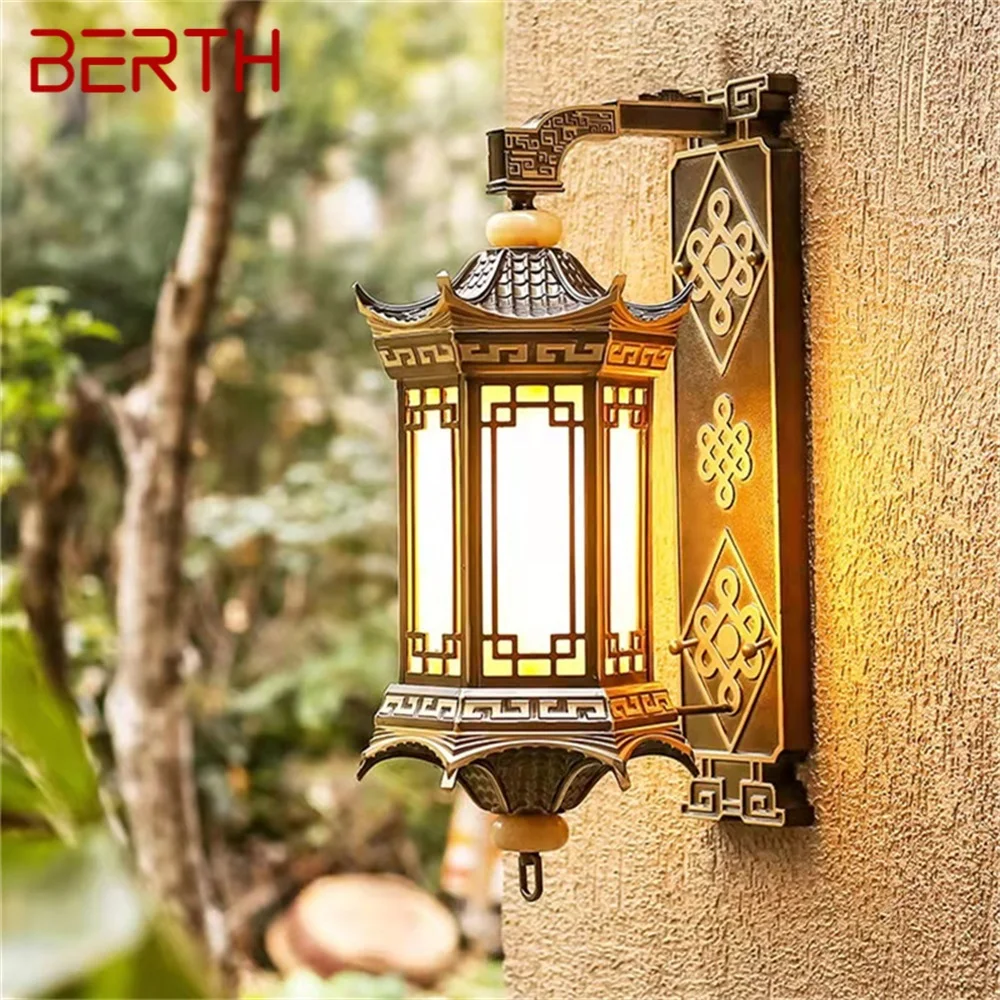 

BERTH Outdoor Wall Lamps Bronze Lighting LED Sconces Classical Waterproof Retro for Home Balcony Decoration