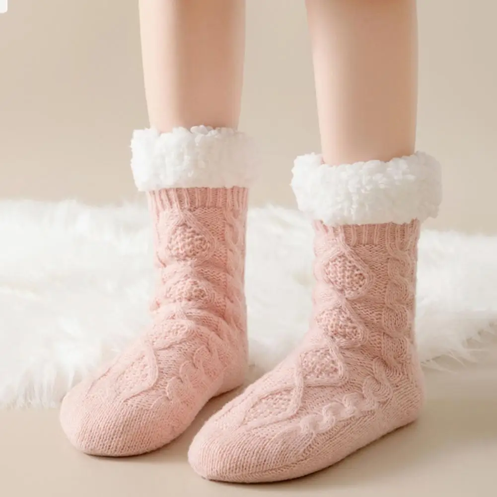 Non-slip Slipper Socks Cozy Ultra-thick Cashmere Slipper Socks for Women Elderly Non-slip Winter Home Socks Soft Sleeping