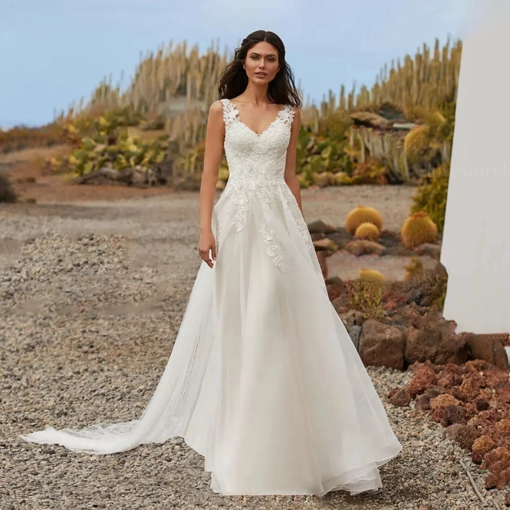 

Wedding Dress Bride Gowns A-Line Tulle Applique Bride Dress Elegant Formal Wedding Gowns Romantic Bridal Dresses Party Gowns