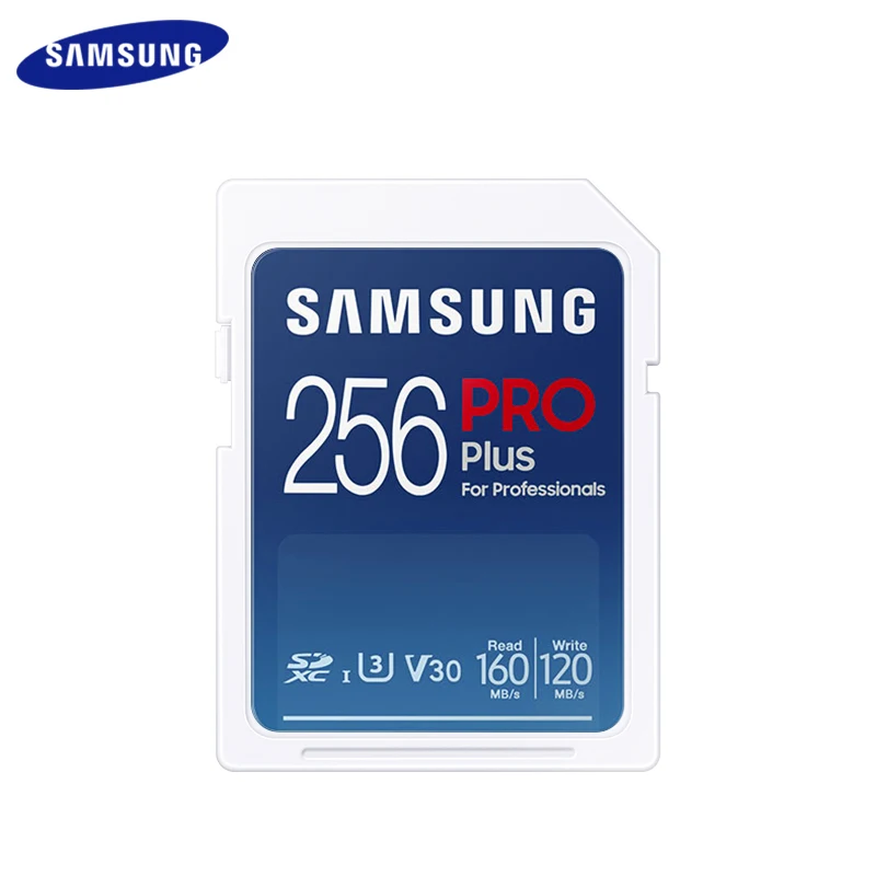 SAMSUNG SD Memory Card PRO PLUS with USB Reader 128GB 256GB V30 U3 SDXC Card for Camera UHS-I SD Card Up to 180Mb/s