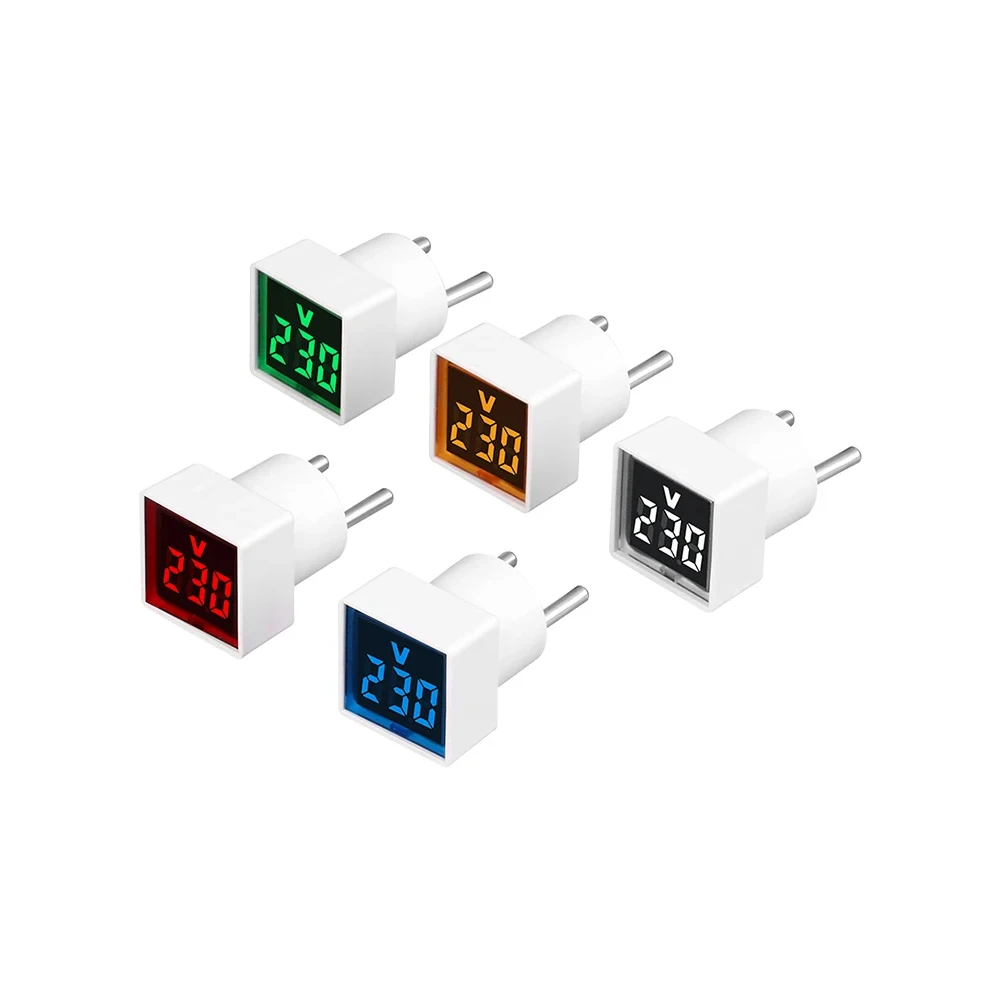 AC 220V/230V Household Digital AC Voltmeter Indicator  Universal Square European Plug Type Voltage Measurement Range: 50~500V
