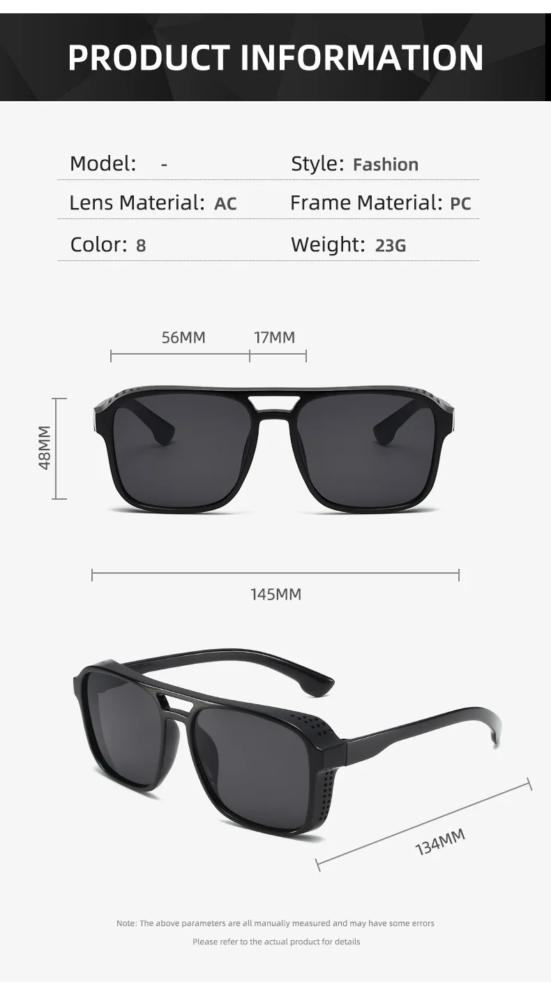 Neue Vintage-Sonnenbrille für Damen und Herren, Quadratischer PC-Rahmen, Marken-Designer Retro-Shades, Modische Sonnenbrille ﻿ für Männer – Detail 9