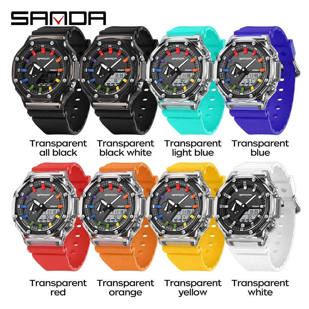 Transparent Electronic Watch Multifunctional Fashionable Korean Version MEN\'S Diving Watch Alarm Clock Shock-absorbing Watch