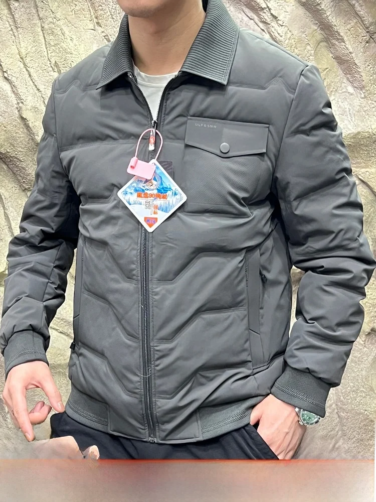 

Men's Busin Sle down Jaet aphene Self-Heating Du down Collar Stand up Waterproof Regular Fit Long Sve