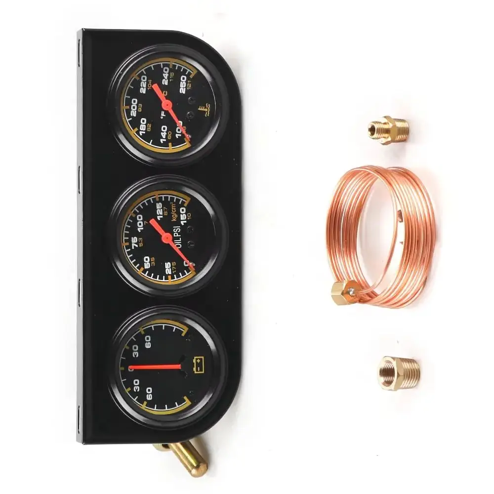 Racing Triple Gauge Kit 3 In 1 Water Temp C/F Oil Pressure PSI Voltmeter 12V Mechanical Gauge Set With Sensor
